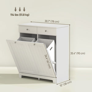 Laundry Cabinet, Tilt Out Laundry Hamper Cabinet with 2 Baskets, Bathroom Hamper Cabinet with 2 Drawers – view 9