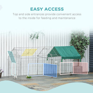 Pet Playpen with Roof, Metal Guinea Pig Cage, Rabbit Pen, Chicken Coop Run, Catio Cat Enclosure with Cover, Doors, Indoor Outdoor for Small Animals, 87" x 41" x 41", Cream