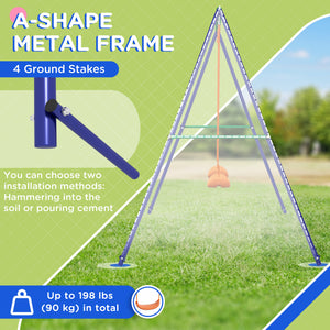 Kids Swing Set Outdoor Metal Swing Frame with Double Swing Seats for 1-2 Children Aged 3-8 Years Old