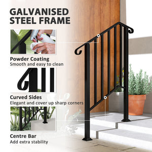 2-3 Step Handrails for Outdoor Steps, Metal Outdoor Stair Railing – view 4