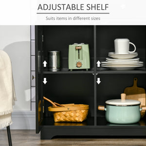 Modern Sideboard, Buffet Cabinet with Storage Cabinets, Drawers and Adjustable Shelves for Living Room, Black