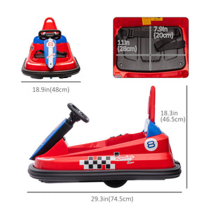 Aosom Kids Bumper Car, 6V 360° Rotation Electric Ride on Car, Twin Motors Battery Powered Toy with Music, Horn and Lights, Safety Belt, for Boys and Girls Aged 18-48 Months -