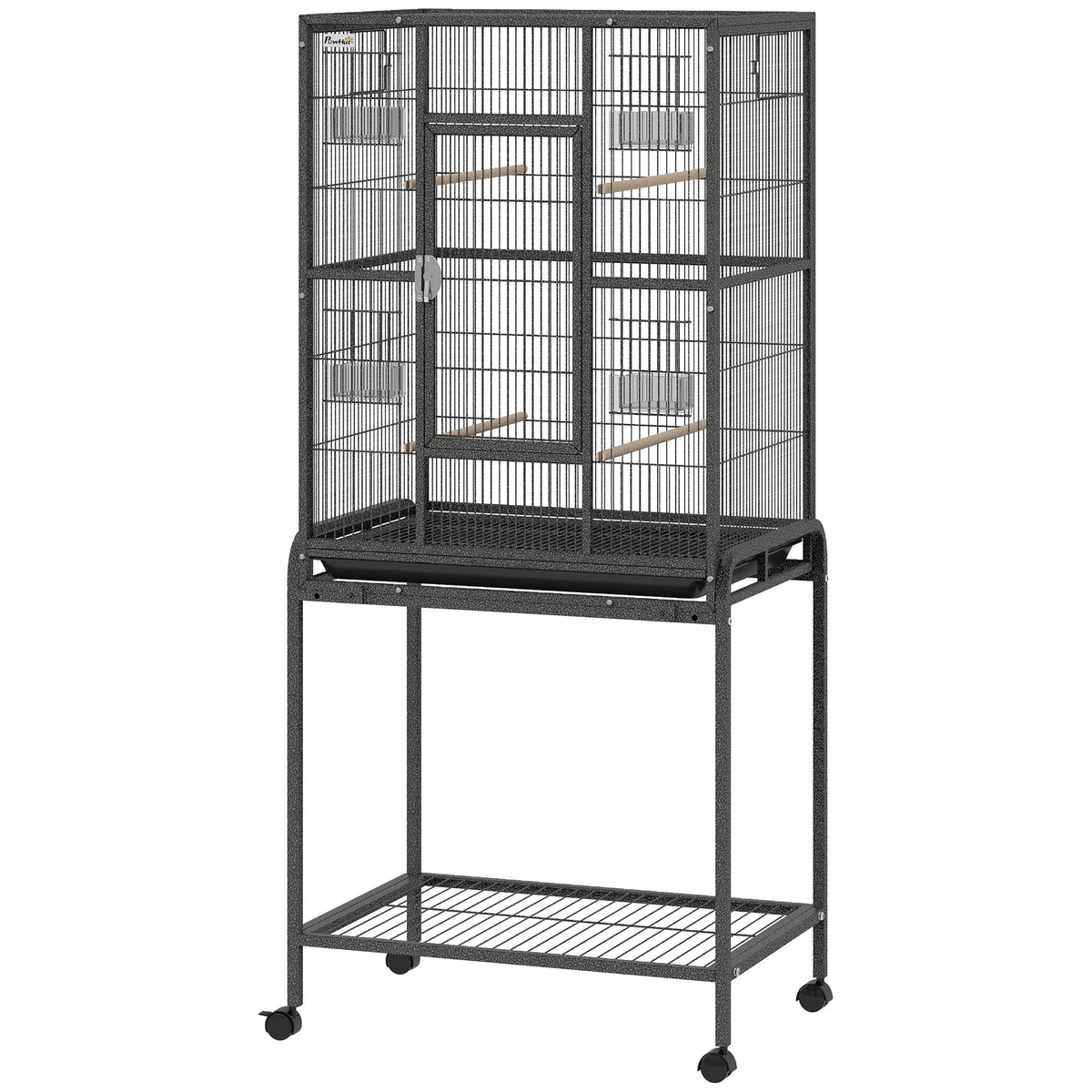 64" Extra Large Bird Cage, Rolling Metal Parrot Cage, Bird House with Detachable Rolling Stand – view 4
