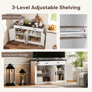 30" Buffet Cabinet, Farmhouse Sideboard with 1.2" Thick Top, 2 Barn Doors, Drawer and Adjustable Shelf – view 12