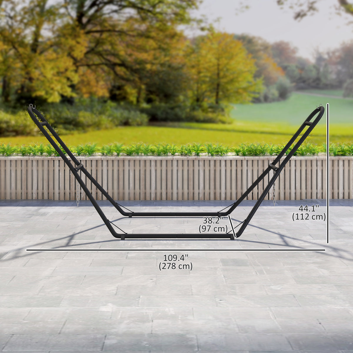Hammock Stand with Adjustable Height Steel Frame for 0.8" -1.2" Person 109.4" Black