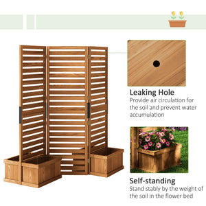 Outdoor Privacy Screen Wood Privacy Panel with 4 Planter Boxes, Raised Bed with 3 Panels, Drainage Holes – view 5