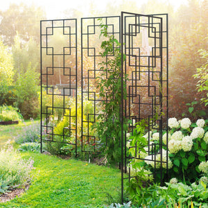 2 Pack Garden Trellis for Climbing Plants, Outdoor Metal Grid Panels for Roses, Vine Flower, Cucumber, Clematis, 72" Tall
