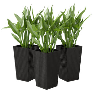 Set of 3 Tall Plant Stand, Outdoor & Indoor Flower Pot Set for Front Door, Entryway, Patio and Deck, Black