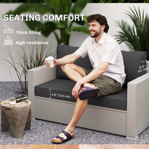 Outdoor Seat Cushions with Backrest, Loveseat Double Sofa Outdoor Furniture Cushions, Beige – view 10
