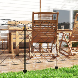 4 Pack Garden Fencing for Yard, Decorative Fence Panels as Animal Barrier and Flower Edging, Circle, Black