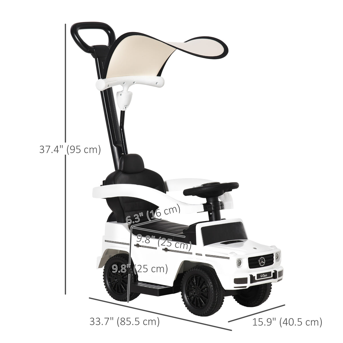 Aosom Mercedes-Benz G350 Licensed Push Car, 3-in-1 Toddler Sliding Car with Horn, Steering, Foot Rest, Seat Storage