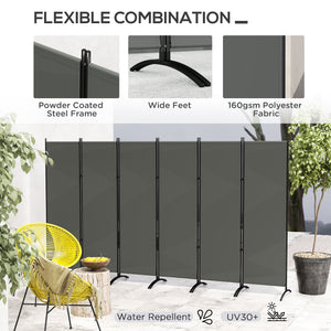 6 Panel Folding Room Divider, UV30+ Privacy Screen, Indoor Outdoor Privacy Panel with Stable Base, Beige – view 18