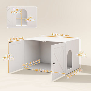 Cat Litter Box Enclosure with Double Doors, Handles, Fit Most of Cat and Litter Box, 31.5" x 21" x 20", White