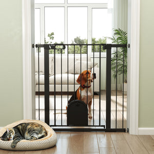 30"-52" Extra Wide Pet Gate Barrier with Small Door, 30"H Dog Gate with Safety Gate Barrier – view 28