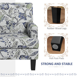 Upholstered Armchair, Mid-Century Accent Chair with Floral Pattern, Nailhead Trim for Living Room, Bedroom, Multicolour