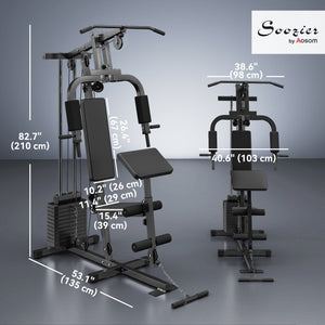 Soozier Home Gym Equipment Weight Training Machine, Multifunction Workout Machine with 143lbs Weight Stack for Full Body Workout and Strength Training