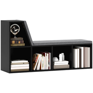 Multi-Purpose Bookshelf with 5 Cubes, 5-Cubby Bookcase with Cushioned Reading Nook and Storage Shelves, Blue – view 15