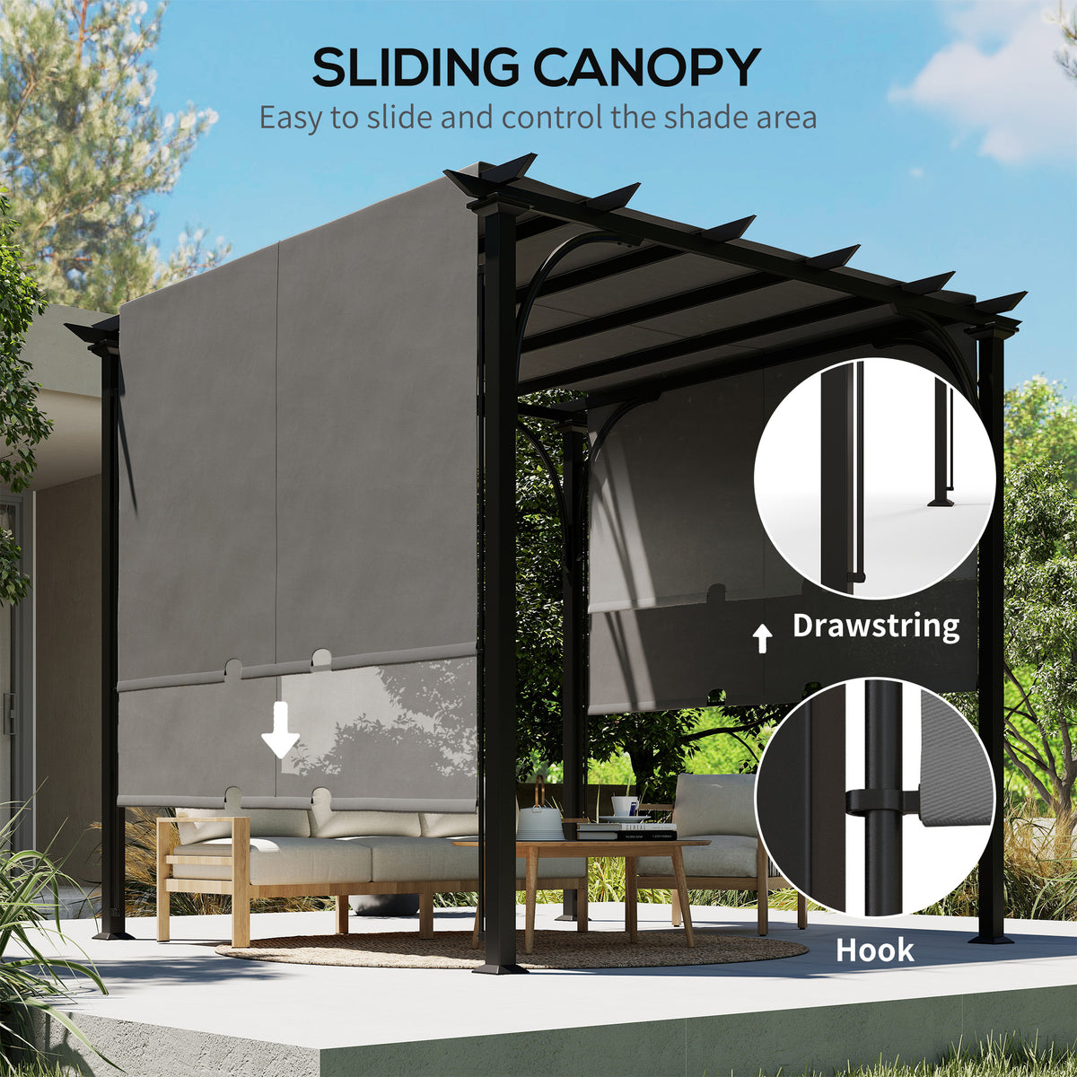 10' x 10' Outdoor Pergola Patio Gazebo Canopy Sun Shelter, Steel Frame, Beige – view 18