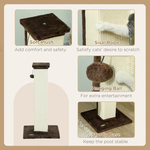 32" Tall Cat Scratching Post for Indoor Cats and Kittens, Sisal Cat Scratcher with Hanging Ball Soft Plush – view 11