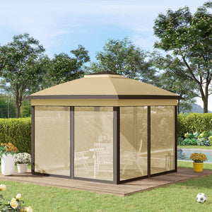 11' x 11' Pop Up Gazebo, Double Roof Foldable Height Adjustable Canopy Tent with Mesh Sidewalls – view 7