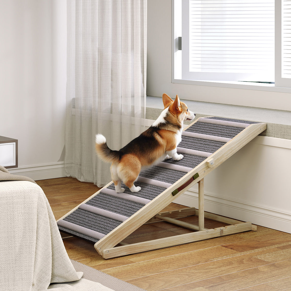 Dog Ramp for Couch, Foldable Pet Ramp for Small to Large Dog, 4 Adjustable Height from 14" to 20"