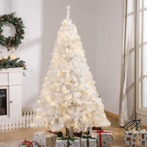 6FT Prelit Artificial Christmas Tree Warm White LED Light Holiday Home Xmas Decoration with Automatic Open, White