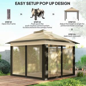 11' x 11' Pop Up Gazebo, Double Roof Foldable Height Adjustable Canopy Tent with Mesh Sidewalls – view 4