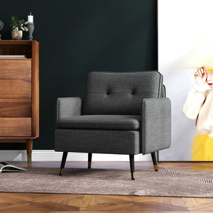 Accent Chair, Upholstered Armchair with Tufted Back Cushion and Steel Legs for Living Room, Bedroom – view 7