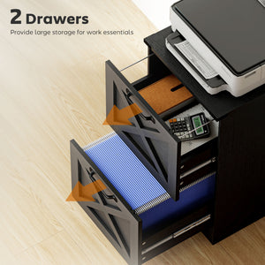2 Drawer File Cabinet with Silent Slides, Vertical Farmhouse Filing Cabinet Fits Letter/A4 Size Home – view 4