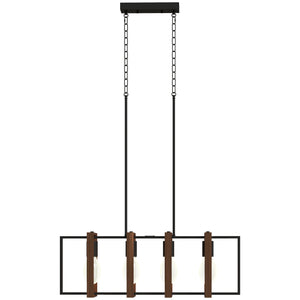 Farmhouse Kitchen Island Lighting, Linear Pendant Light with 4 Rotatable Frames and Adjustable Height, Black – view 8