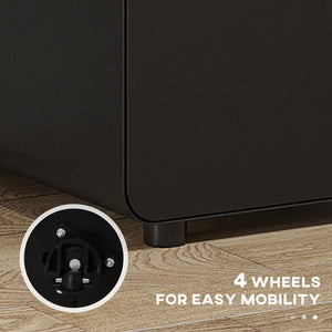 Lockable File Cabinet, Steel Filing Cabinet on Wheels for Legal, A4, Letter Size, Home Office