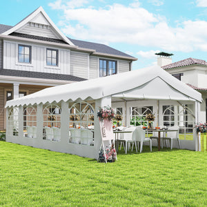 13'x26' Heavy Duty Large Party Tent & Carport with Removable Sidewalls, Windows, Portable Garage Canopy Tent, White