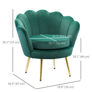 Modern Accent Chair, Velvet-Touch Fabric Leisure Club Chair with Gold Metal Legs for Bedroom, Dark Green – view 2