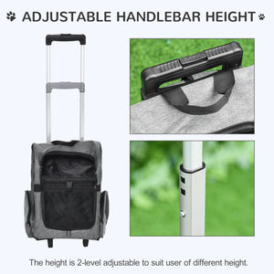 2-IN-1 Pet Luggage Box Backpack Carrier Cats Dogs w/ Handle, Rolling Wheel Grey – view 4