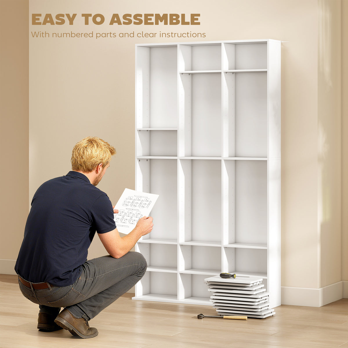 Media Storage Cabinet, 9-Tier DVD Shelf with 21 Adjustable Shelves, Holds 835 CDs – view 13
