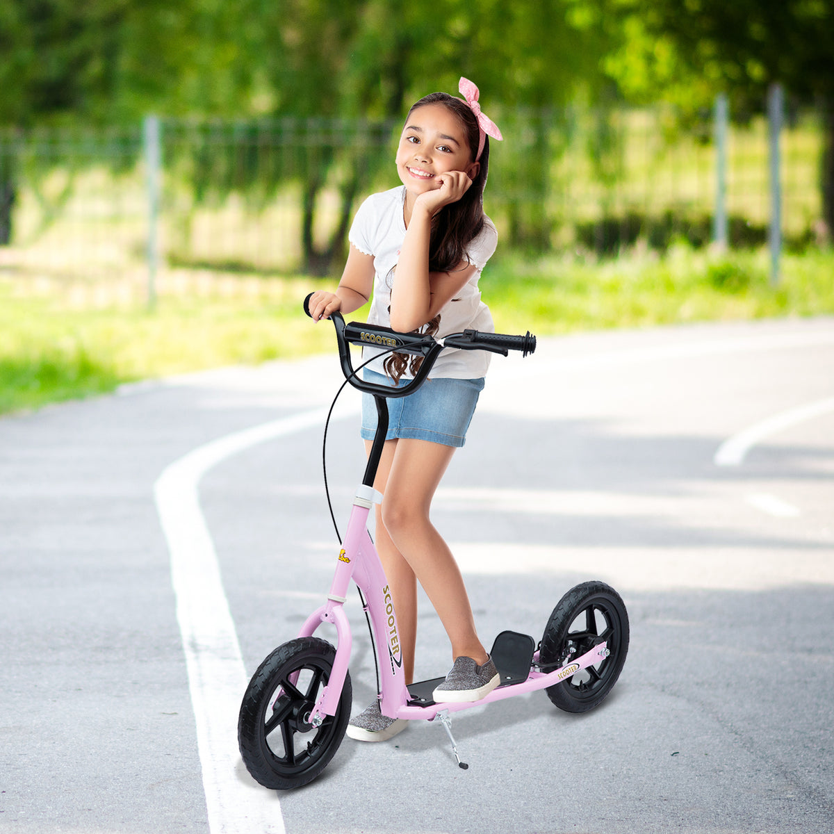 Kids Scooter with 12" EVA Big Tires, Street Bike Bicycle for Teens with Adjustable Height Handle for 5-12 – view 10
