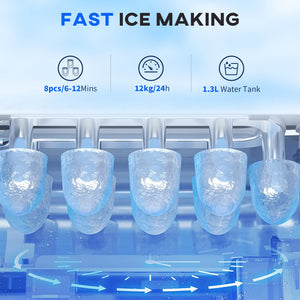 Portable Ice Maker Countertop with Handle, Self Cleaning Ice Maker Machine with Scoop and Basket, 26lbs/24Hrs, Black