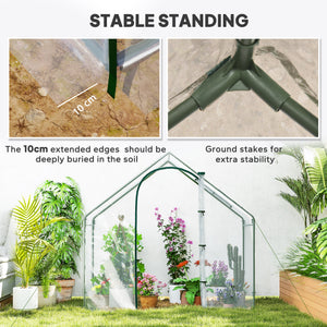 6'x3.3'x5.5' Walk-in Garden Greenhouse with Door and Window, Portable Mini Greenhouse for Plants Flowers Herbs, Steel Outdoor Hot House Growing Tent, Clear Plastic Cover