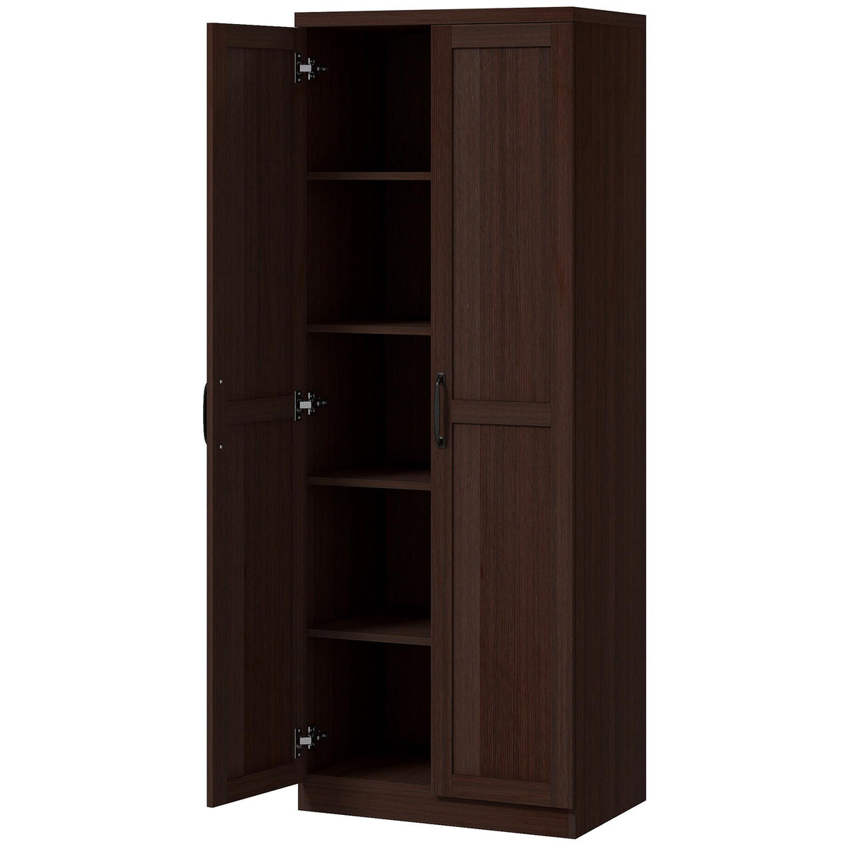 63" Kitchen Storage Cabinet, 5-tier Pantry Cabinet with Doors and Adjustable Shelves for Dining Room, Black – view 8