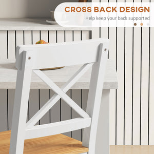 Counter Height Stools Set of 2, Farmhouse Bar Stools with Backs, Solid Wood Counter Stools for Kitchen Island