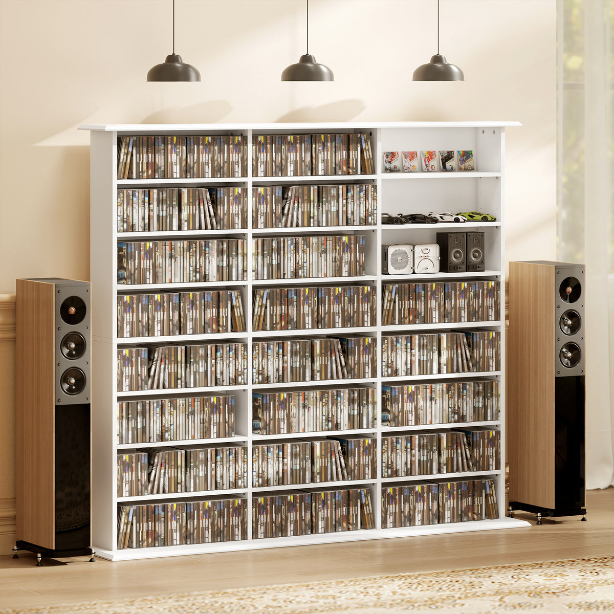 Media Storage Cabinet, 8-Tier DVD Shelf with 18 Adjustable Shelves, Holds 1032 CDs, 594 DVDs or Blu-rays – view 13