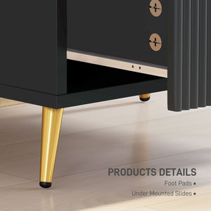 Bedside Table, Nightstand with 2 Drawers, Side End Table with Metal Legs for Bedroom, Black – view 4