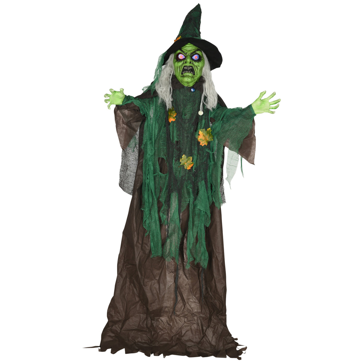 55.9 Inch/4.7ft Life Size Outdoor Halloween Decoration Hanging Mummy with Spider Web, Animated Prop Decor with Sound and Motion Activated, Light Up Eyes, Creepy Sound