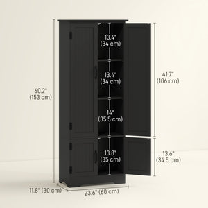 48" 4-Door Storage Cabinet Multi-Storey Large Space Pantry with Adjustable Shelves Black – view 16