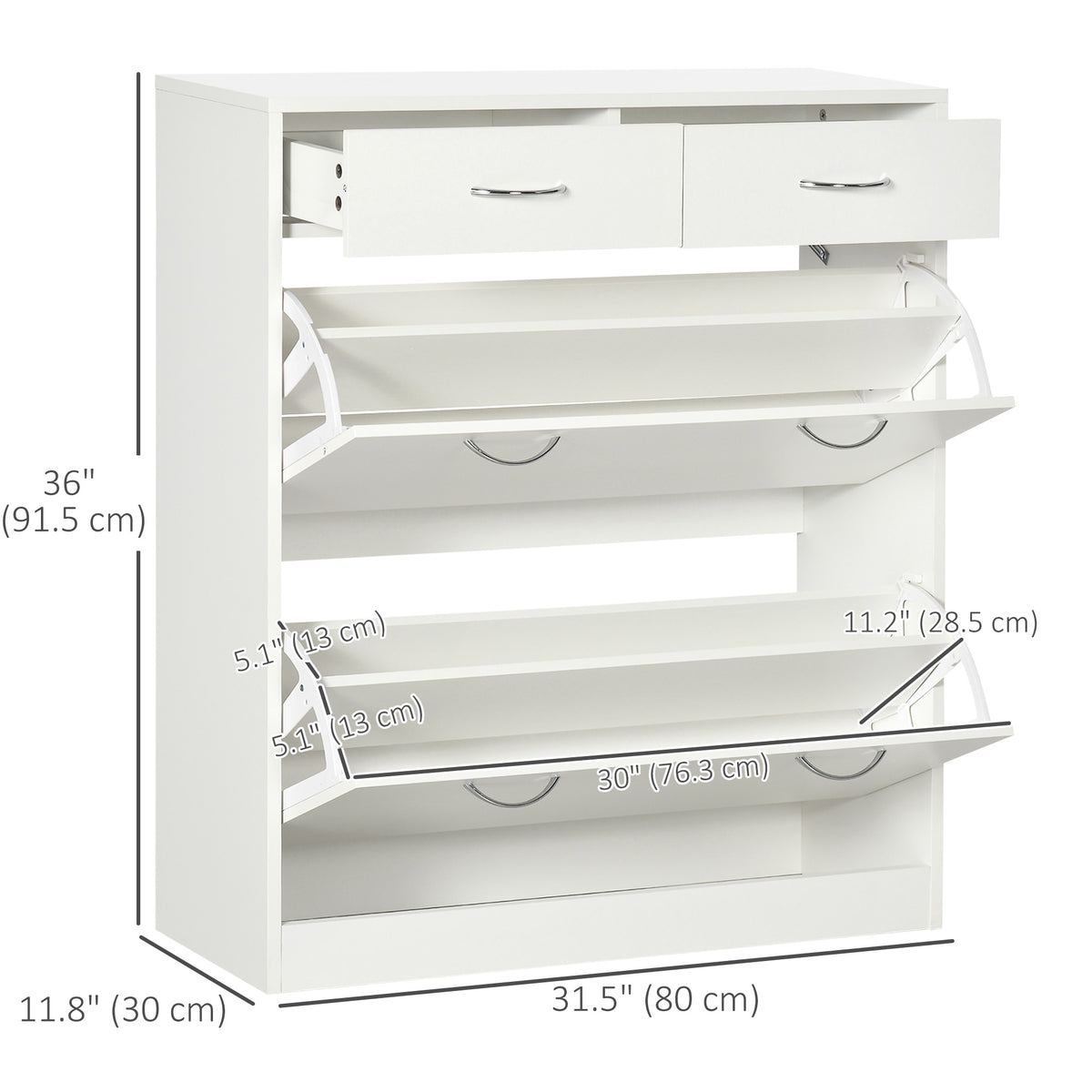Narrow Shoe Storage with 2 Flip Drawers and Adjustable Shelves Shoe Cabinet Organizer for 12 Pairs of – view 16