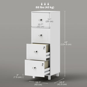 4 Drawer File Cabinet with Lock, Office Filing Cabinet, A4 Letter Size, Hanging File Folders, Black – view 9