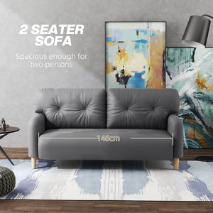 58" 2 Seat Sofa, Modern Love Seats Furniture, Upholstered 2 Seater Couch, Solid Wood Frame, Beige – view 10