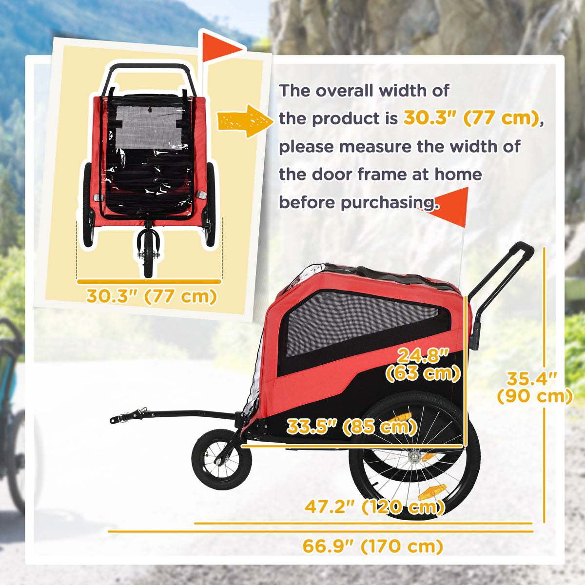 Aosom 2-in-1 Dog Bike Trailer for Large Dogs