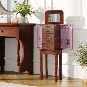 Large Storage Capacity Jewelry Cabinet with 5 Drawers-Walnut view 3