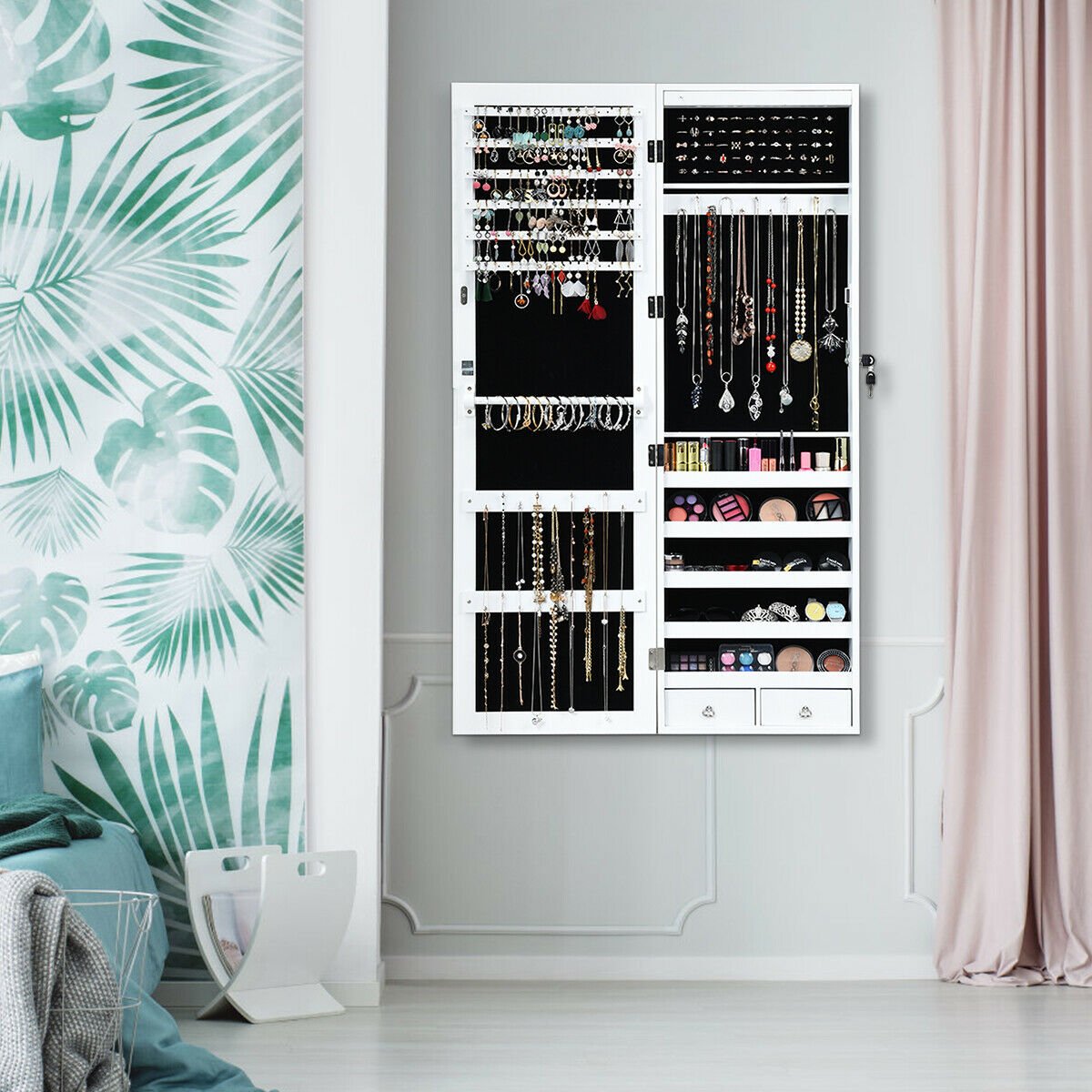 Lockable Armoire Jewelry Cabinet with LED Lights view 3